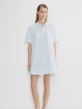 Aritzia Resolute Poplin Shirt Dress - Light Blue Stripe